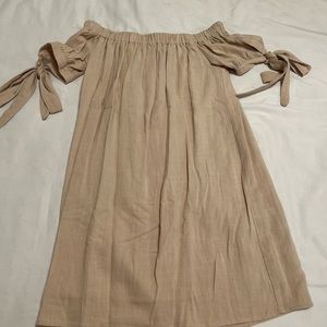 Tan off the shoulder dress